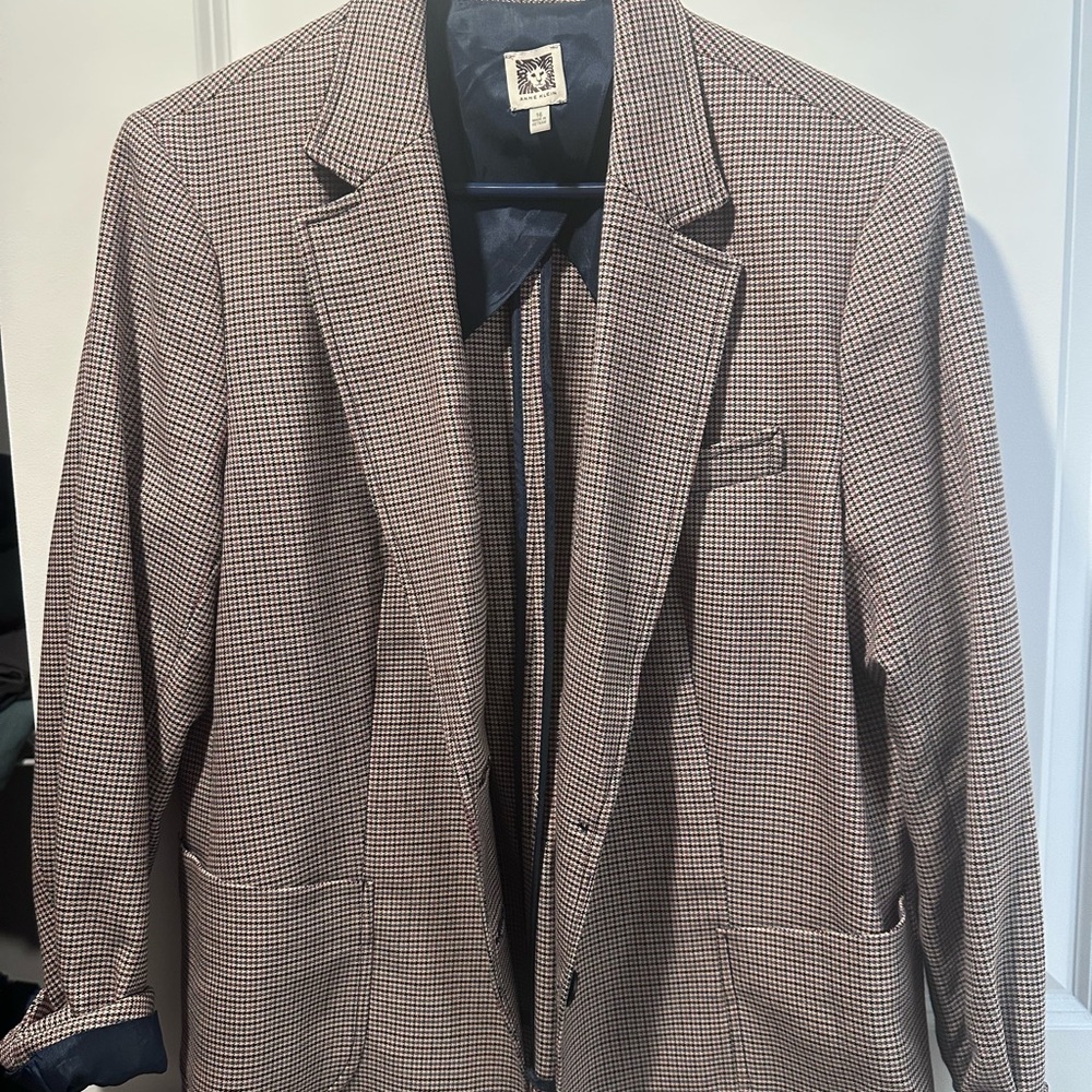 Anne Klein Women's Brown Checkered Blazer